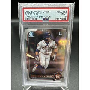 DREW GILBERT 2022 1st Bowman DRAFT CHROME #BDC152 [REFRACTOR]--PSA 9-HOU/NY METS